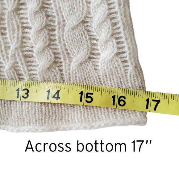AQUA Cashmere Sweater Open Weave Cream Color Cable Knit Lightweight Size XS - Picture 10 of 13